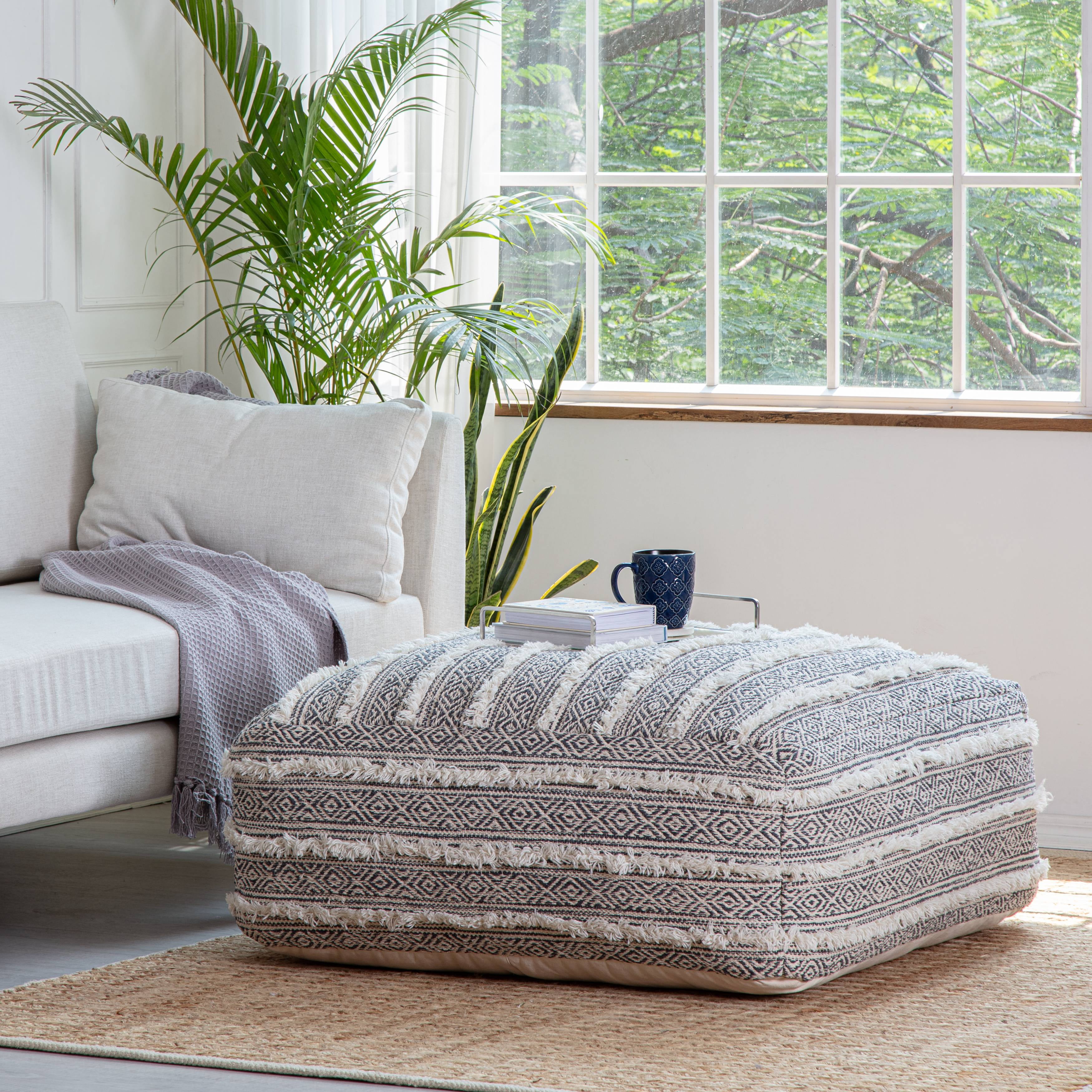 Anji Mountain Cotton Square Poufs