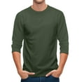 thumbnail image 5 of Resicozy 3/4 Sleeve Shirt for Men Solid Color Crew Neck Baseball T-Shirt Fall Fashion T Shirts Casual Loose Fit Tees Army Green S, 5 of 7