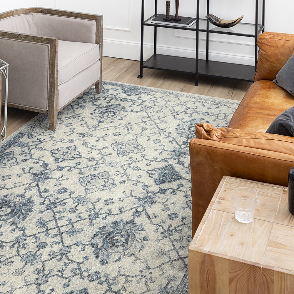 Mohawk Home Arete Floral Indoor Polyester Area Rug, Blue, 5'3" x 8'