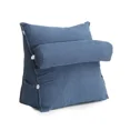 thumbnail image 1 of Cojín de apoyo ajustable, reposacabezas de lino y algodón, respaldo triangular, cojín de cuña, almohadas lumbares, sofá, silla de oficina, azul, 45x40x22cm, 1 of 3