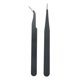 thumbnail image 1 of Pinzas para pestañas postizas de acero inoxidable - Juego de 2 (1 curva y 1 recta) - 12 cm - Color negro - Incluye estuche, 1 of 7