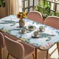 thumbnail image 3 of Sea Turtle Coastal Table Cloths for 4 Foot Rectangle Tables, Summer Nautical Starfish Coral Ocean Patio Waterproof Elastic Fitted Tablecloths, Washable Rectangular Table Cover for Camping, 3 of 8