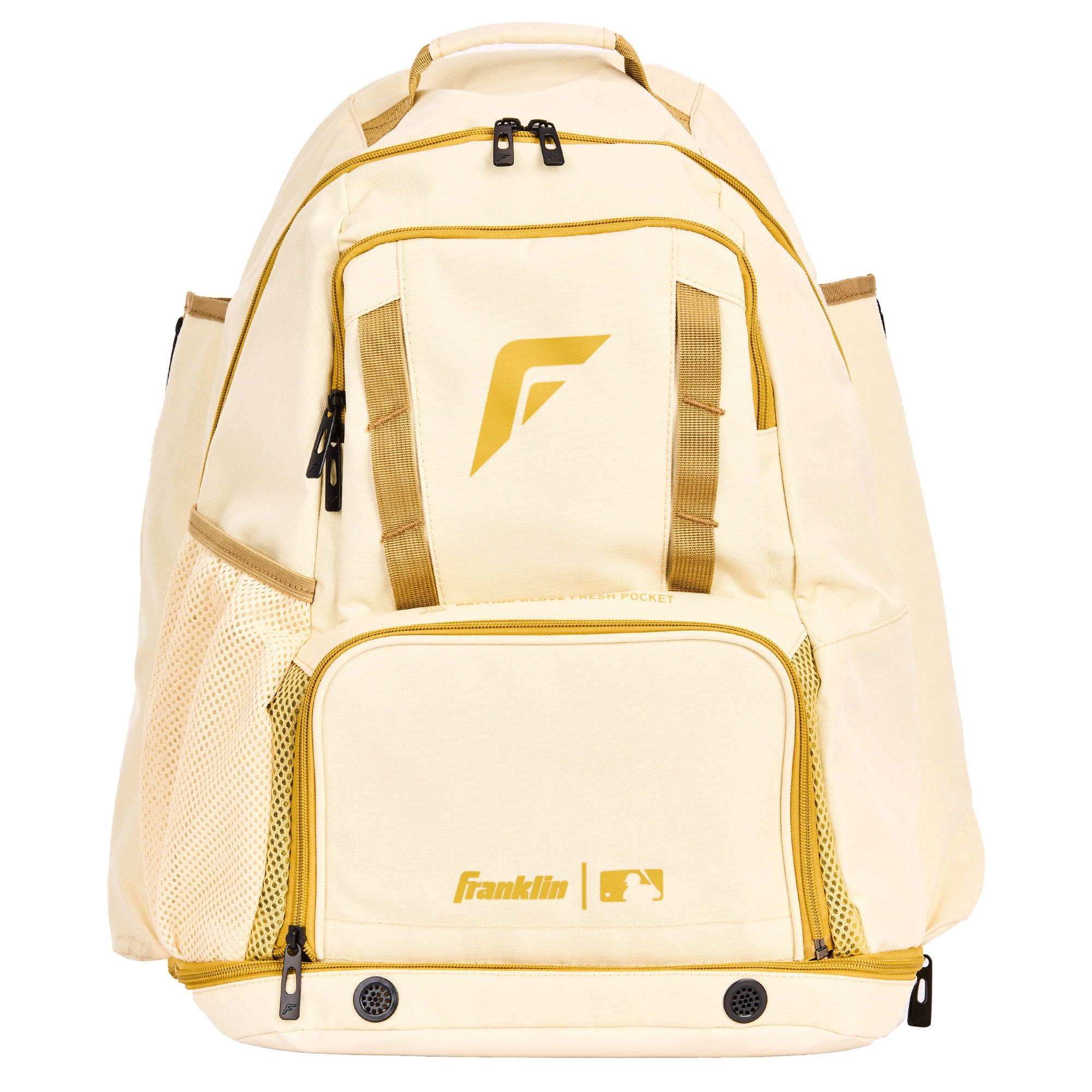 Franklin Sports MLB Gameday Adult Baseball Equipment Backpack, Vanilla/Gold