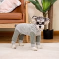 thumbnail image 3 of Small Dog Jumpsuit, Small Dog Recovery Suit, Stripe Anti-Shedding Dog Pajamas Pjs, After Surgery Dog Onesie Shirt, Dog Sweater Coat for Puppy Small Dog Gray M, 3 of 7