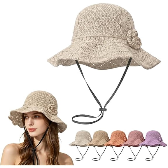 2026 Elegant Woven Straw Sun Hat for Women, Foldable & Breathable Summer Beach Hat, Wide Brim UV Sun Protection Cap for Beach Trips Vacations(Beige)