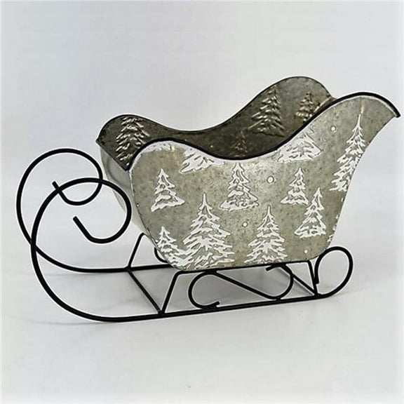 MDR Trading Inc. AI-GA1920-1057_Q01 Silver With White Trees Metal Sleigh Planter