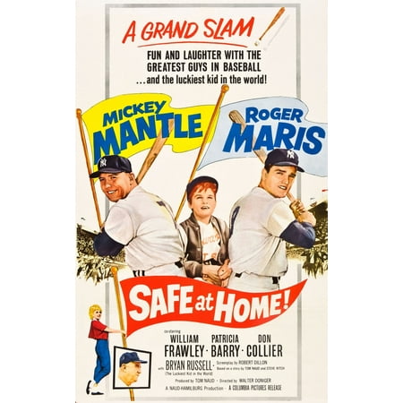 Issue Mickey Mantle - Safe At Home Top From Left Mickey Mantle Bryan Russell Roger Maris Bottom From Left Patricia Barry William Frawley 1962 Movie Poster Masterprint
