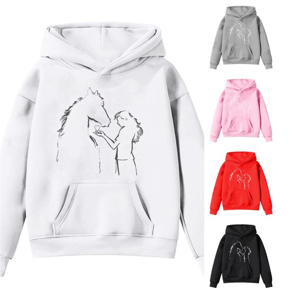 RTKFRFLM Kids Fall Winter Hoodie Casual Solid Color Long Sleeve Pullover Tops Sweatshirt Warm Thermal Daily Outfits for Children Kids Apparel