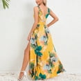 thumbnail image 6 of Taqqpue Womens Summer Bohemian Maxi Dresses Tropical Print Long Beach Dresses Casual Sleeveless V Neck High Waist Lace up Flowy Split Loose Sundress, 6 of 8
