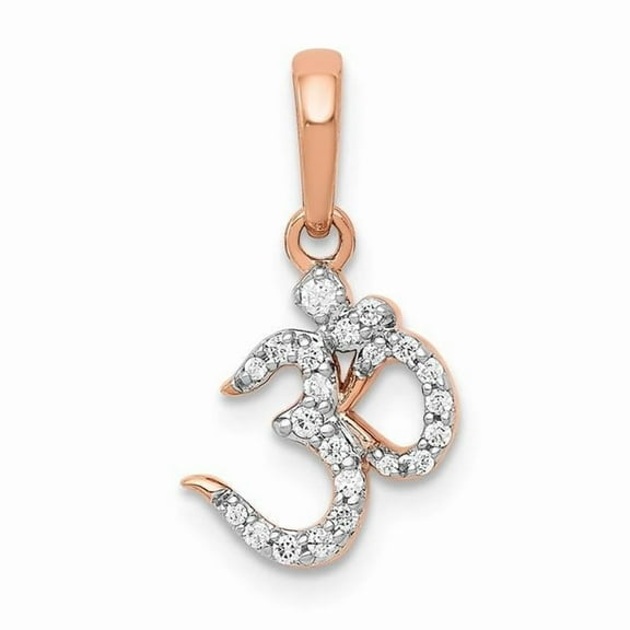 Finest Gold 14K Rose Gold Diamond Om Pendant