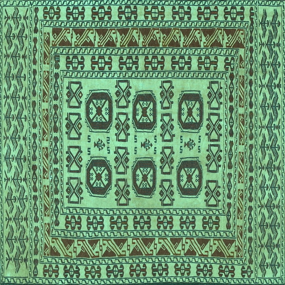Ahgly Company Indoor Square Southwestern Turquoise Blue Country Area Rugs, 8' Square