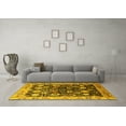 thumbnail image 3 of Ahgly Company Machine Washable Indoor Square Oriental Yellow Industrial Area Rugs, 8' Square, 3 of 4