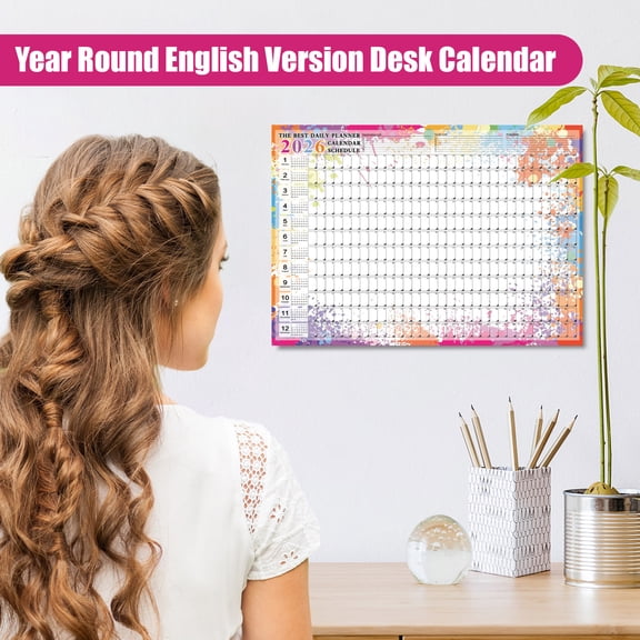 2026 Yearly Planner Schedule Calendar Full Year Calendar One Page, 7.32" x 10.31" Annual Year Round Large Wall Calendar, Thick Paper Poster Calendar with Stickers for School Office & Home (A)
