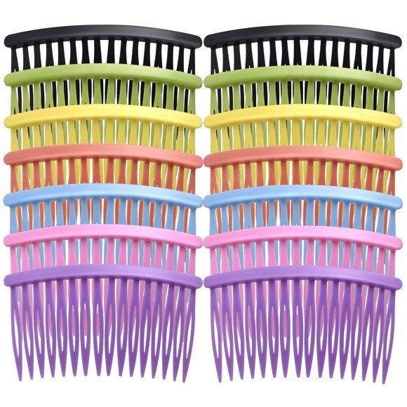 CustomyLife 21 peines laterales de pelo coloridos para mujer, antideslizantes, de plástico francés, para moño, decorativo, clásico, no descolorido, accesorios para varios peinados