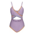 thumbnail image 5 of Efsteb Womens Swimsuits Two Piece Bathing Suit for Women Color Block Cut Out V Neck Swimsuit Slim Stretchy Slim Fit Spaghetti Strap Swimwear (Purple,M), 5 of 5