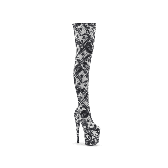 FLAMINGO-3000DP, 8" Heel 4" Platform Stretch Thigh Boot