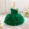 thumbnail image 5 of Girls Formal Dress Glitter Sequin Party Layered Cake Tutu Skirt V Neck Sleeveless Knee Length Pageant Gown for Kids Green 18 Months-24 Months, 5 of 7