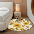 thumbnail image 2 of Round Rugs 4Ft, Yellow Sunflower Round Area Rug Washable Indoor Throw Carpet, Spring Summer Floral Botanical Soft Non Slip Circle Rug for Kitchen Nursery Room Home Decor Aesthetic, 2 of 8