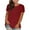 Burgundy, variant on Summer Casual Elegant Tops for Women Fashion Solid Round Neck Short Sleeve T-shirt Loose Blouse Khaki