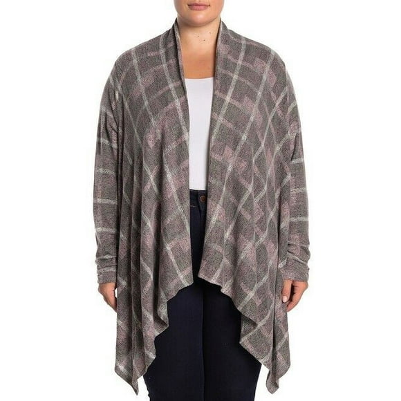 Bobeau Collection Long Sleeve Knit Sweater Cardigan Berry Plaid Size M $180