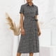 thumbnail image 4 of Vestido de solapa de camisa con botones de manga corta a la moda informal para mujer Fridja  bn8264, 4 of 6