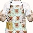thumbnail image 2 of Colorful Highland Cow Flower Pattern Apron-Garden Aprons for Women with Pockets-Cotton Linen Waterproof Kitchen Cooking Gardening Aprons Adjustable for Kitchen,Cooking,BBQ and Salon 33x27 Inch, 2 of 7