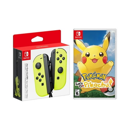Nintendo Switch Joy-Con (L/R) - Neon Yellow, Pokemon: Let's Go, Pikachu! (Game Disc), Console Not (Best Gba Games Pokemon Yellow)