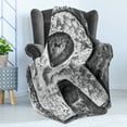 thumbnail image 4 of Letter R Soft Flannel Fleece Throw Blanket, Iron Toned Uppercase R Referring to Somebody Old School Initials Aristocratic Print, Cozy Plush for Indoor and Outdoor Use, 60" x 80", Grey, by Ambesonne, 4 of 5