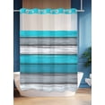thumbnail image 4 of Blue Grey Stripes No Hook Shower Curtain and Liner Set Retro Coastal Style Wood Texture Shower Curtains with Snap-in Liner & See Through Top Window Hotel Style for Bathroom Decor 72x84 Inch, 4 of 8