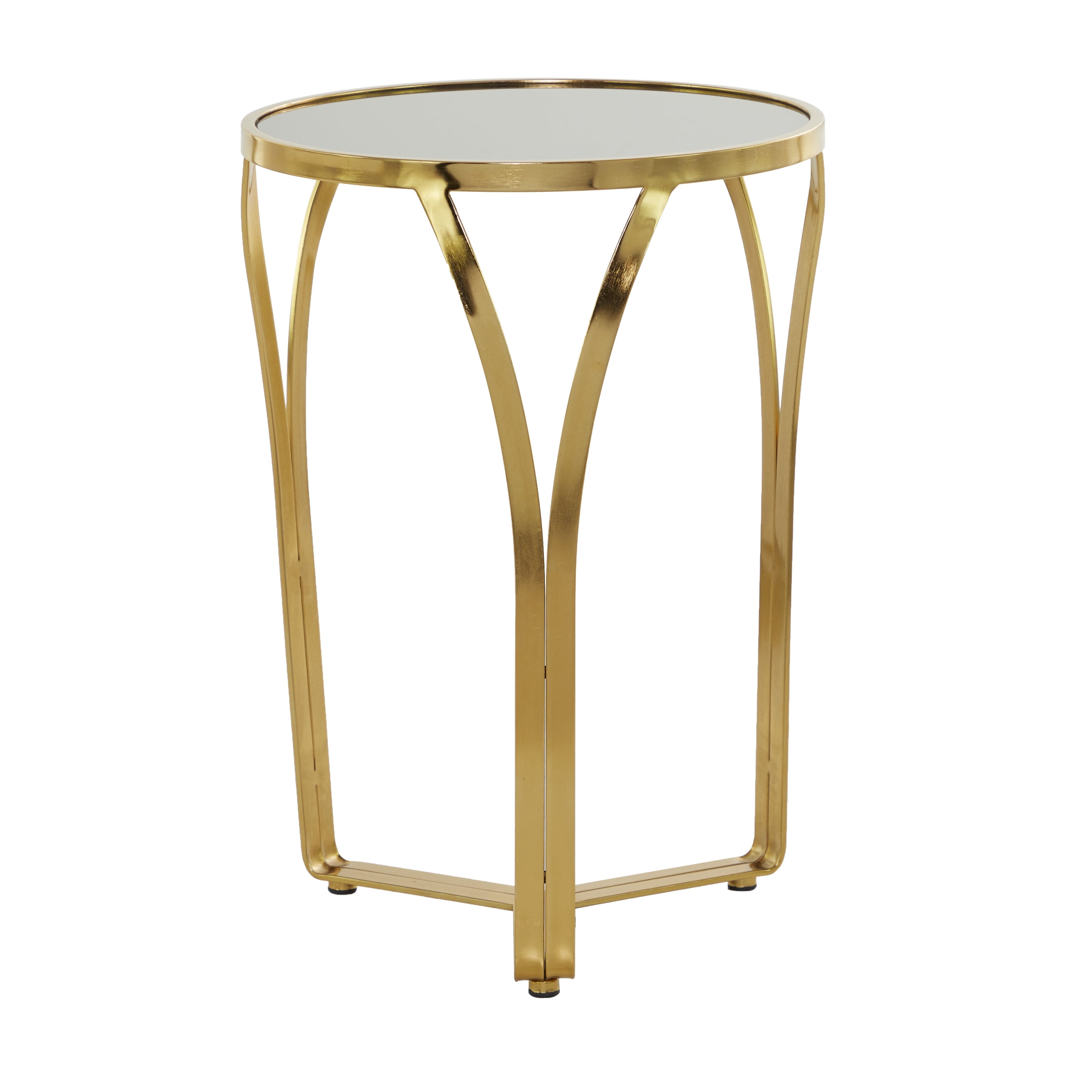 DecMode 16" x 23" Gold Metal Accent Table with Black Top, 1-Piece