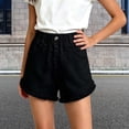 thumbnail image 2 of BCSIOAOI Toddler Girls Jeans Shorts，Cotton Elastic High Waist Casual Denim Shorts with Frayed Hem Black 2-3t, 2 of 9