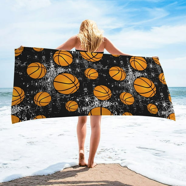 SDJMa Personalized Basketball Water Sport Beach Towel with Name Custom
