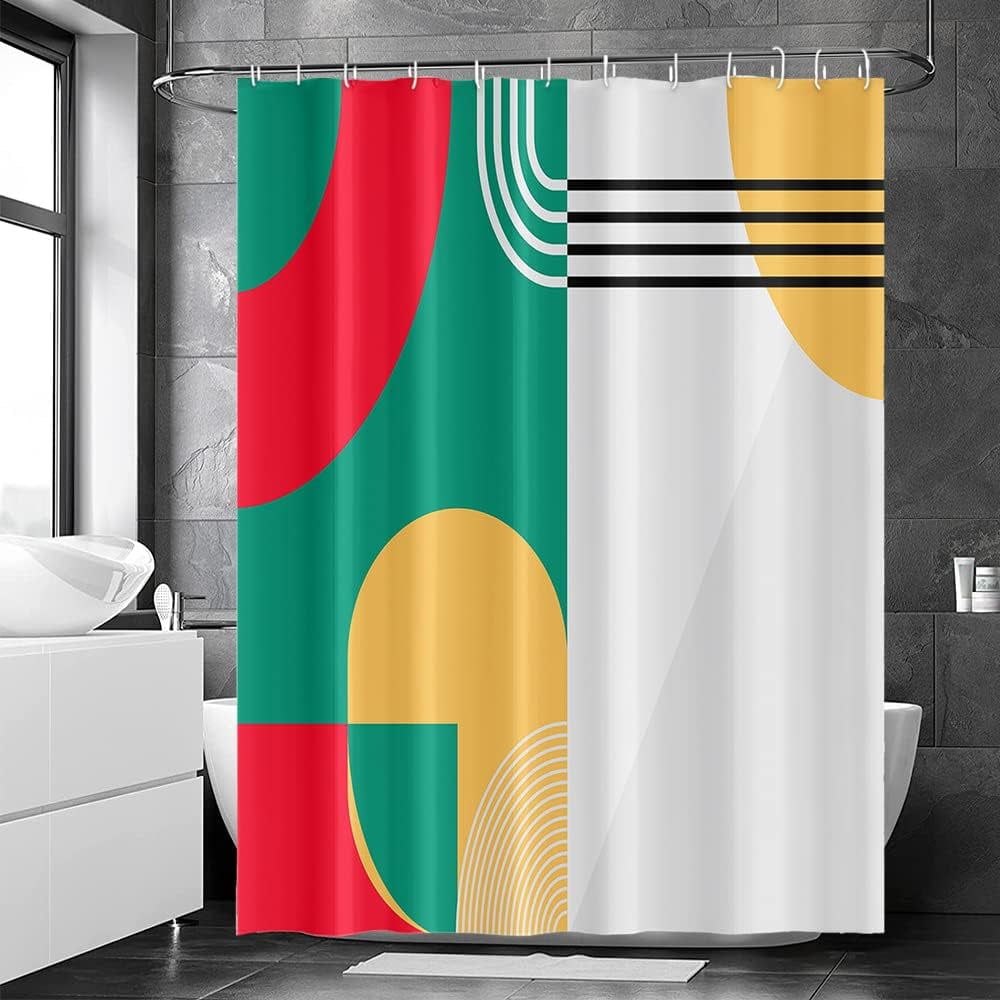 Sonernt Abstract Geometric Shower Curtain Black Stripes Irregular