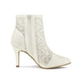 thumbnail image 3 of BLISSFUL STEP Women's Pointed Toe Lace Flower Stiletto Heels Ankle Boots, 3 of 7