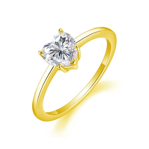 1 Carat Gold Moissanite Rings for Women D Color VVS1 925 Sterling Silver Heart Cut Moissanite Promise Rings Lab Created Diamond Wedding Rings Simulated Diamond Ring