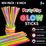 Party City 6 inch Multi Color Bendable Glow Sticks, Party Supplies Outdoor Events, Light Sticks for Kids and Adults, 404 Pieces