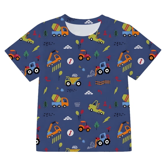 FYDUU Graphic T-Shirt Summer Boys T Shirts Cartoon Print Short Sleeve Crewneck Tops for Kids Tee Shirts Soft Cute Everyday Wear 3-4 Years