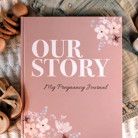 11x8.5 Hardcover Pregnancy Journal - Lay-Flat Binding   3 Sticker Pages, Keepsake Gift for Expecting/First-Time Moms