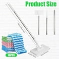 thumbnail image 6 of Cloth Changing Mini Mop with 10 Reusable Pads, 360° Rotating Self-Clamping Mop with 100cm Telescopic Handle, Hands-Free Wet & Dry Cleaning Mop for Home Use, 6 of 8
