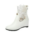 thumbnail image 2 of Wavsuf Womens Shoes Wide Width Winter Hollow Out Lace Oversized Short Ankle-High White Boots Size 42, 2 of 5