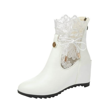 

Fesfesfes Womens Dress Shoes Oversized Women s And Bare Boots With Pointed Sloping Toe And Lace Cut Out Short Boots 6(37)