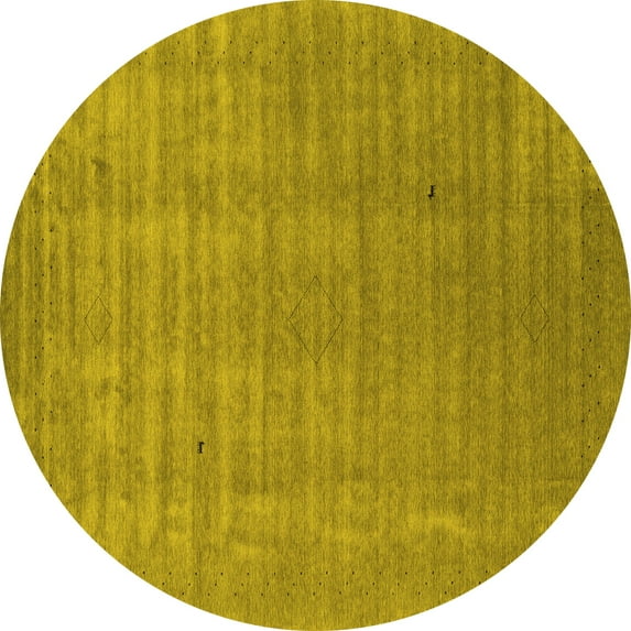 Ahgly Company Indoor Round Abstract Yellow Contemporary Area Rugs, 3' Round