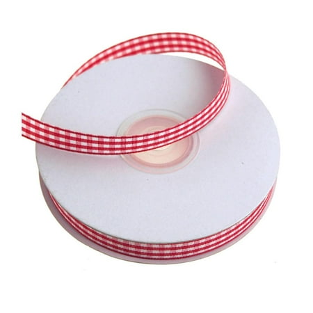 Gingham Wrap - Gingham Christmas Ribbon, 3/8-Inch, 25 Yards, Red