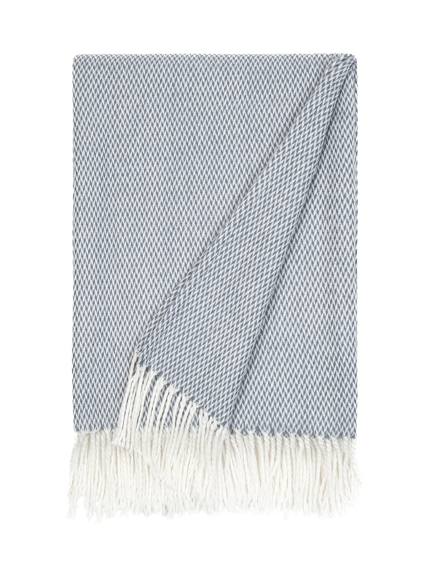 Comfort Canopy - Ultra Soft Duskblue Herringbone Throw Blanket with Fringed Edges - Made from 100% Acrylic for Ultimate Softness