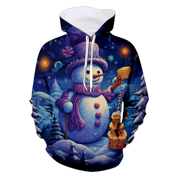 Men's Clothing Men's And Women's Christmas Print Hoodie Sweatshirt Festive Pullover With Hood For Holiday Season And Long Sleeve Hoodie Color for Men Boy Outdoor Foam Slipper Mens Zip Lightw Purple L