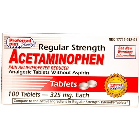 Force régulière Acétaminophène comprimés 325 mg 100 ch (Lot de 4)