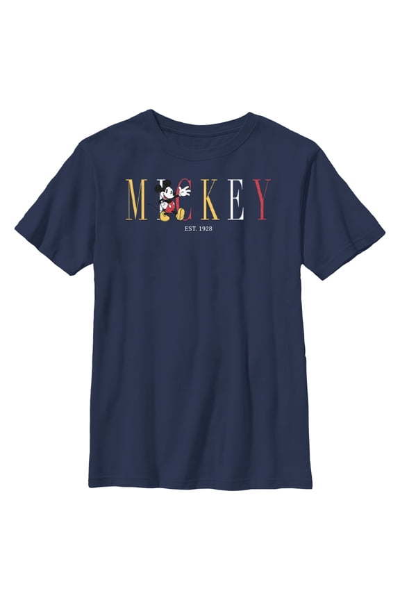Boy's Mickey & Friends Since 1928 Graphic Tee Navy Blue Medium
