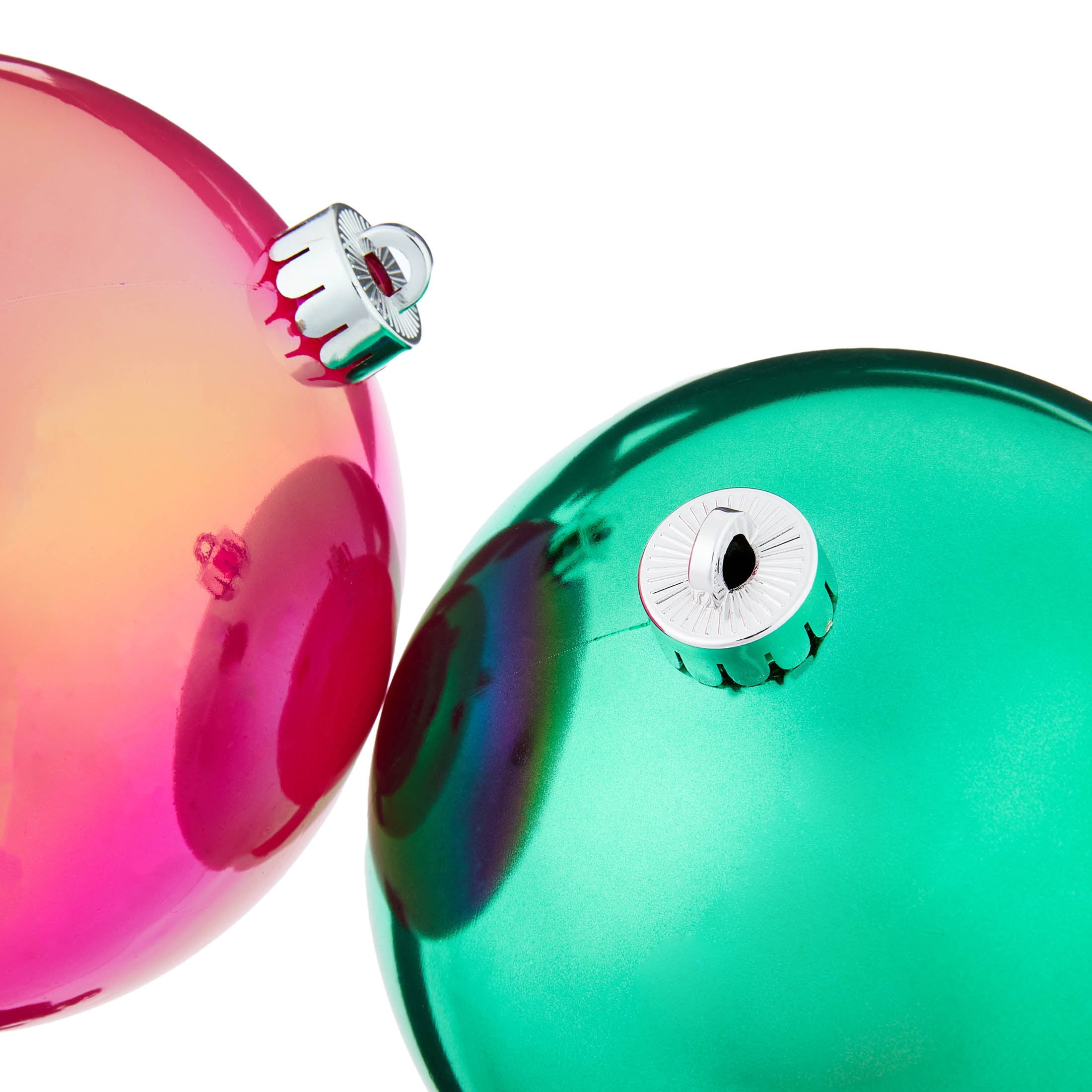 4-Count Pink and Green Iridescent Shatterproof Christmas Ornaments, 6.5", by Holiday Time