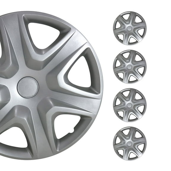 OMAC 16" Wheel Rim Cover Guard Hub Caps Durable Snap On ABS Accessories Silver 4x