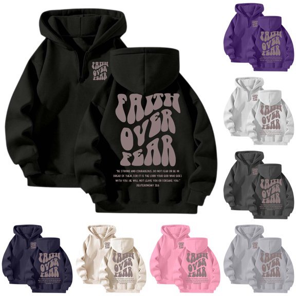 HAYIMI Women Letter Print Hooded Zip Up Sweatshirt Streetwear Loose Fit Hoodie Long Sleeve Oversized Holiday Tops